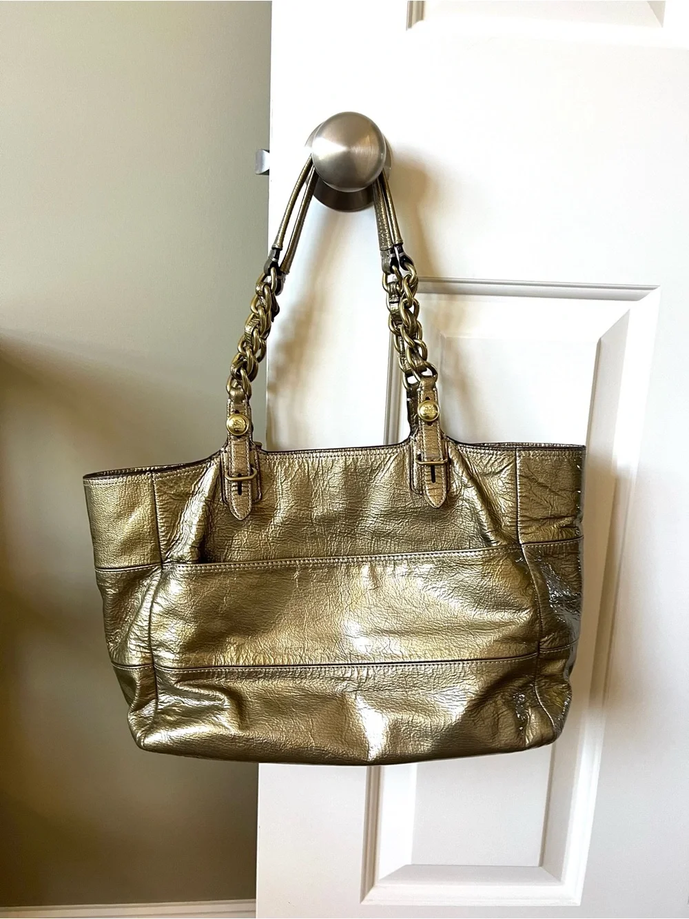 Coach Madison Tribeca Gold Patent Leather Tote - Picture 2 of 16
